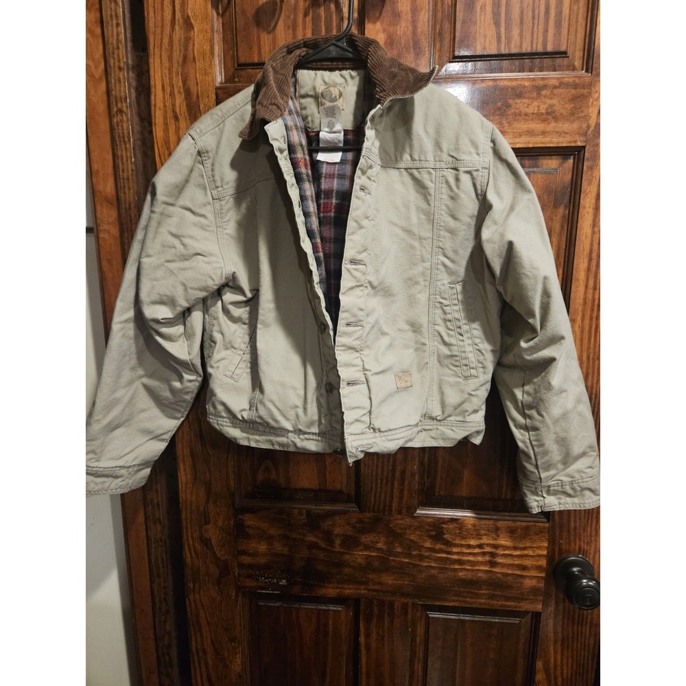 Berne Vintage Flannel Lined Work Choir Coat Beige Corduroy WJ207DS Womens M